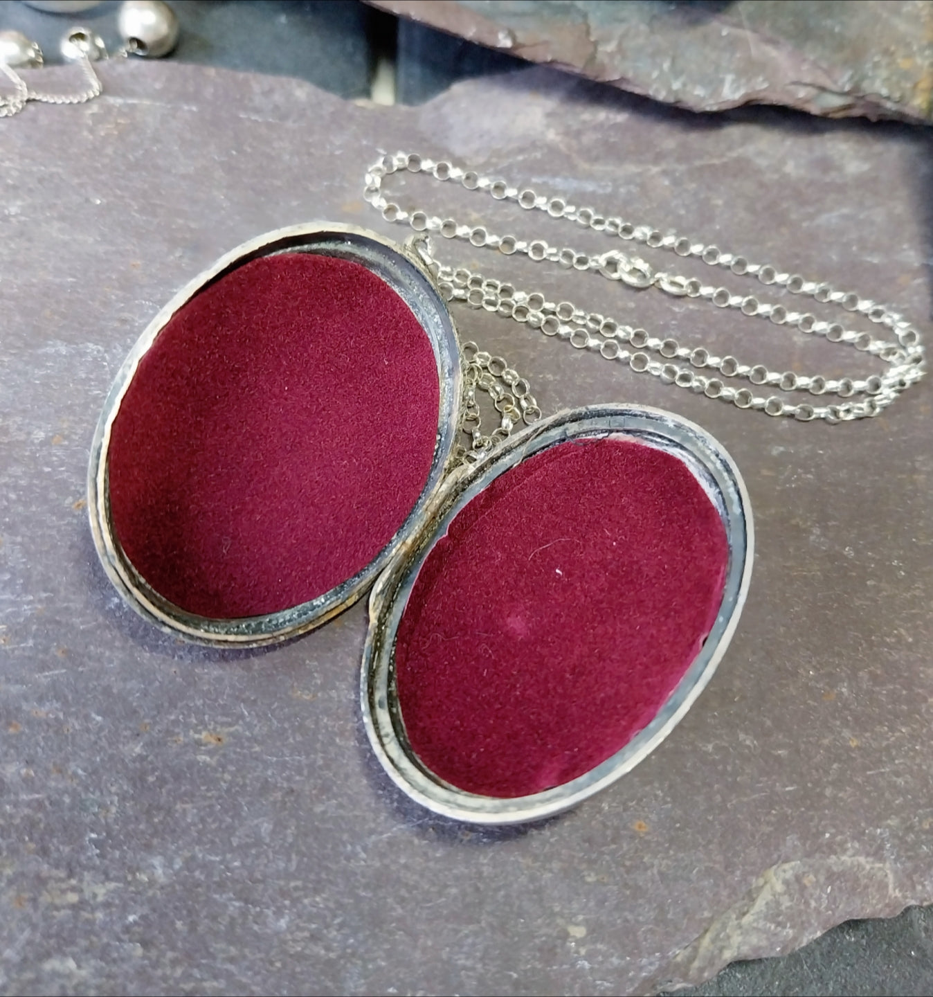 Victorian Sterling Silver Monogram LOCKET - c1876 Blanckensee & Levetus with 20" Chain - 16.4g