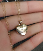 9ct GOLD Heart Locket Necklace Four Leaf Clover Inside on 18" Chain - 1.9g