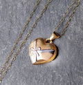 9ct GOLD Heart Locket Necklace Four Leaf Clover Inside on 18" Chain - 1.9g