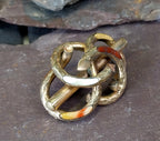Antique Victorian SERPENT BROOCH - Infinity Lovers Knot with Agate - Rolled Gold