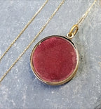 Antique 9ct Gold LOCKET NECKLACE - Black Enamel 'In Memory Of' on 18" Chain 5.5g