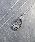 Sterling Silver Necklace with Rose and Cecily Leaf Pendant on 18" Chain - 3.9g