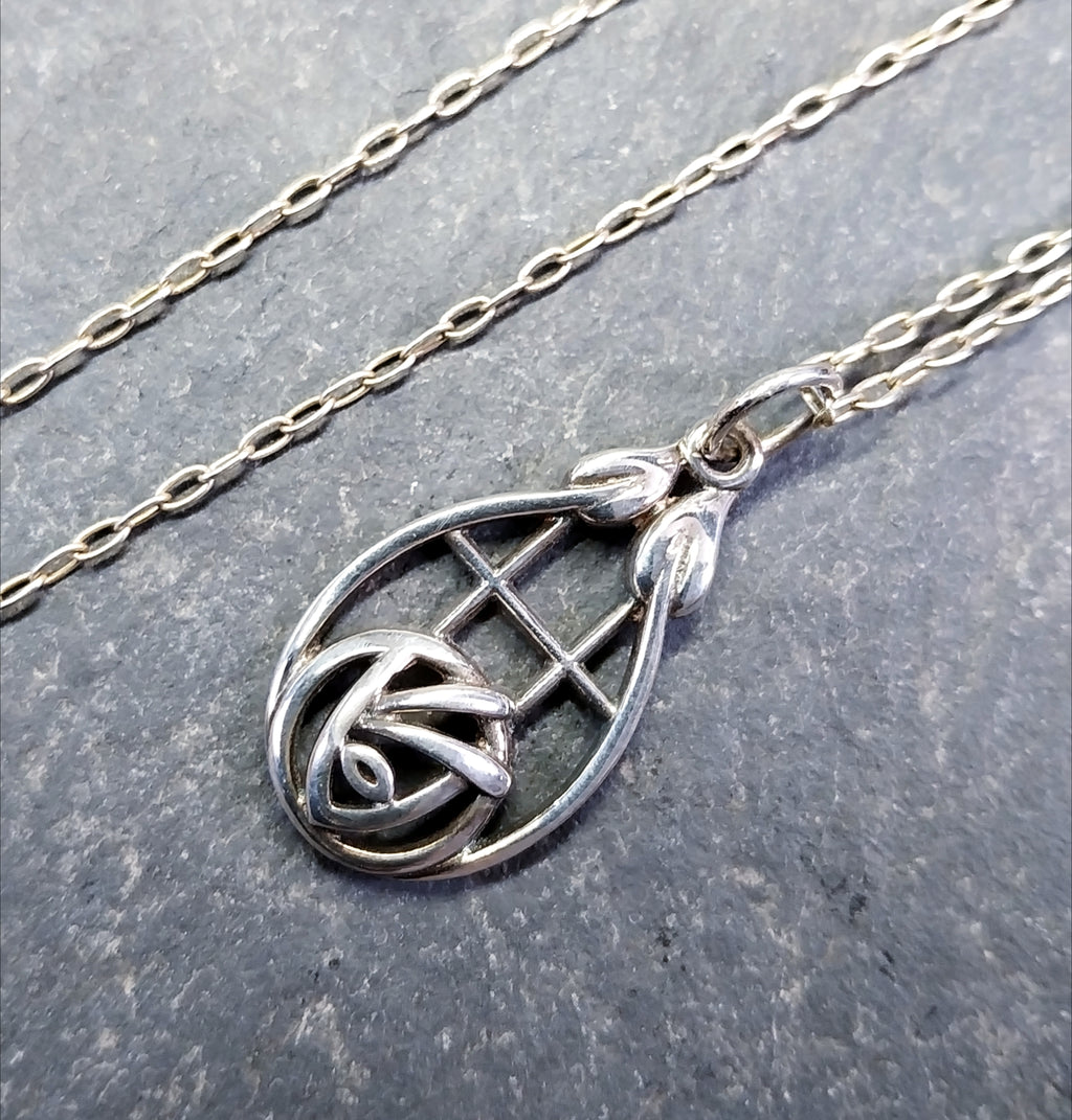 Sterling Silver Necklace with Rose and Cecily Leaf Pendant on 18" Chain - 3.9g