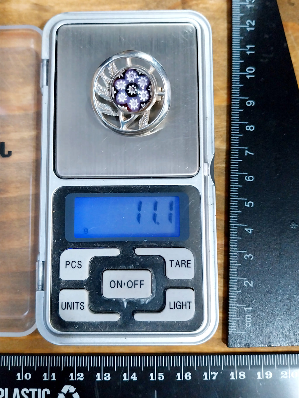 Vintage SILVER CAITHNESS BROOCH - Millefiori Mosaic - 11.1g