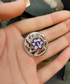 Vintage SILVER CAITHNESS BROOCH - Millefiori Mosaic - 11.1g