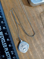 Georg Jensen St CHRISTOPHER pendant Necklace, Double Sided on 18" Chain - 4.3g