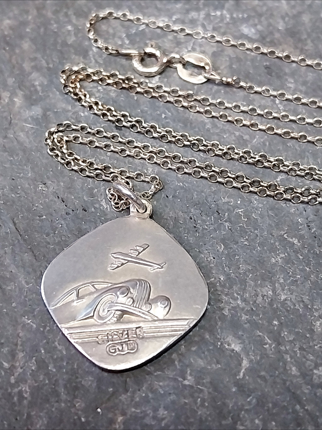 Georg Jensen St CHRISTOPHER pendant Necklace, Double Sided on 18" Chain - 4.3g