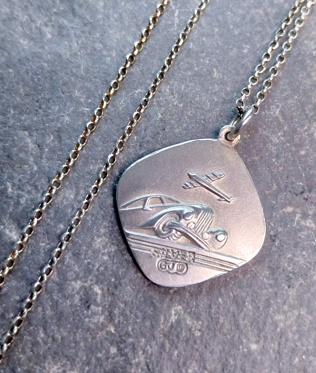Georg Jensen St CHRISTOPHER pendant Necklace, Double Sided on 18" Chain - 4.3g
