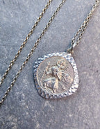 Georg Jensen St CHRISTOPHER pendant Necklace, Double Sided on 18" Chain - 4.3g