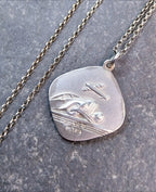 Georg Jensen St CHRISTOPHER pendant Necklace, Double Sided on 18" Chain - 4.3g