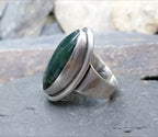 Vintage Carl Ove FRYDENSBERG COF Denmark Moss Agate Silver RING Size P (7.5) - 7.7g