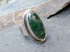 Vintage Carl Ove FRYDENSBERG COF Denmark Moss Agate Silver RING Size P (7.5) - 7.7g