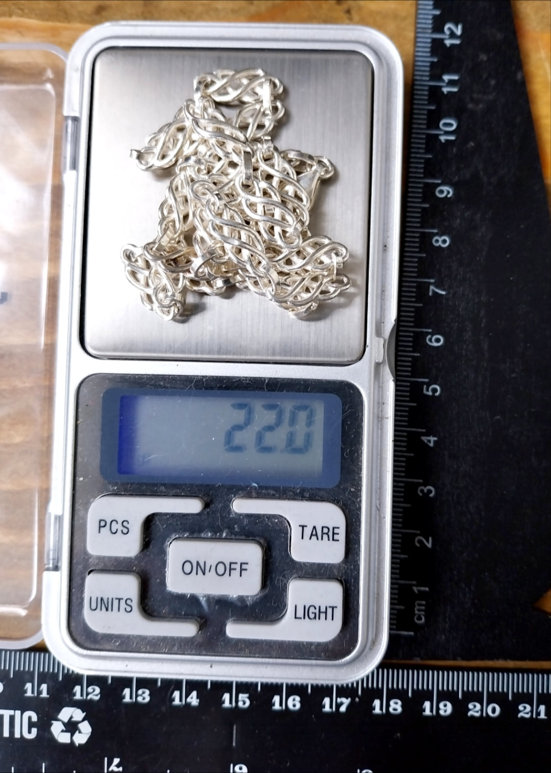 Chunky STERLING SILVER Celtic Knot Link Chain Necklace - 18" Long - 22g