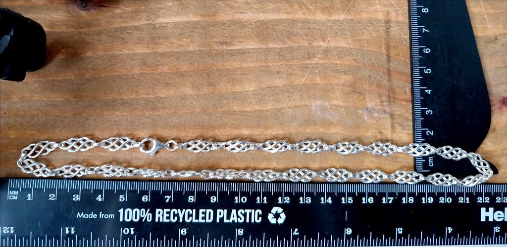 Chunky STERLING SILVER Celtic Knot Link Chain Necklace - 18" Long - 22g