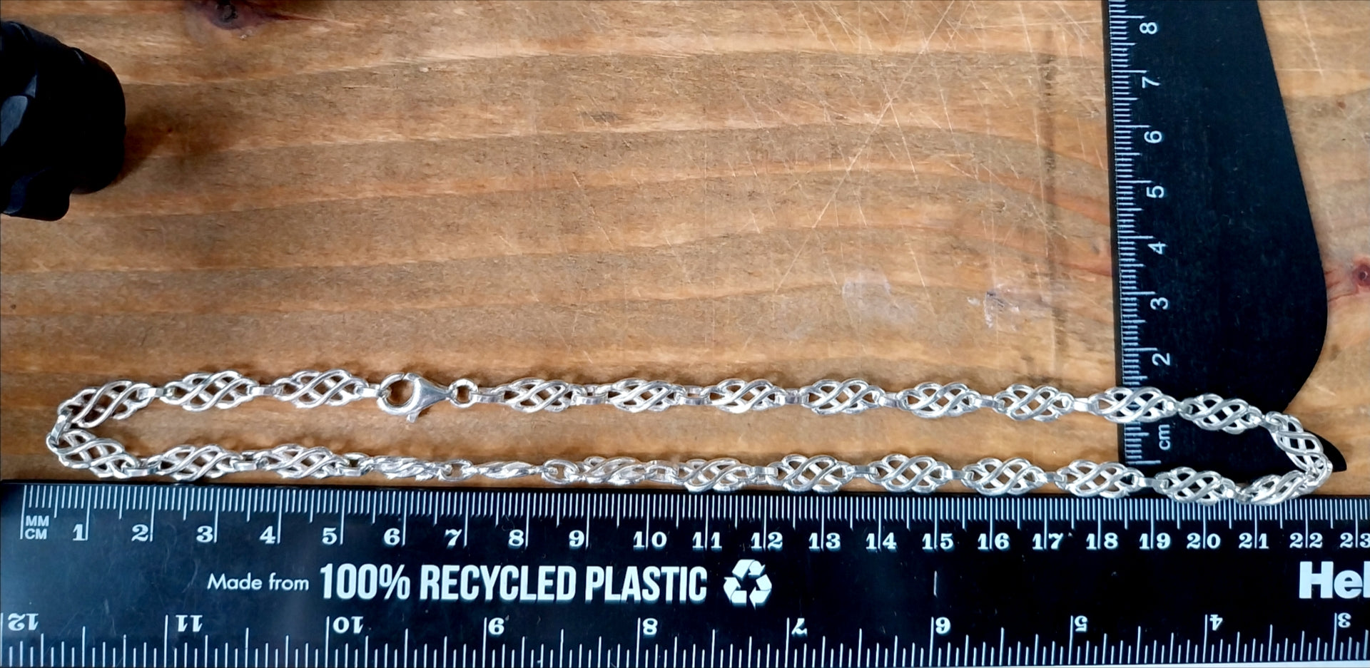 Chunky STERLING SILVER Celtic Knot Link Chain Necklace - 18" Long - 22g