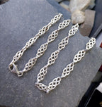 Chunky STERLING SILVER Celtic Knot Link Chain Necklace - 18" Long - 22g