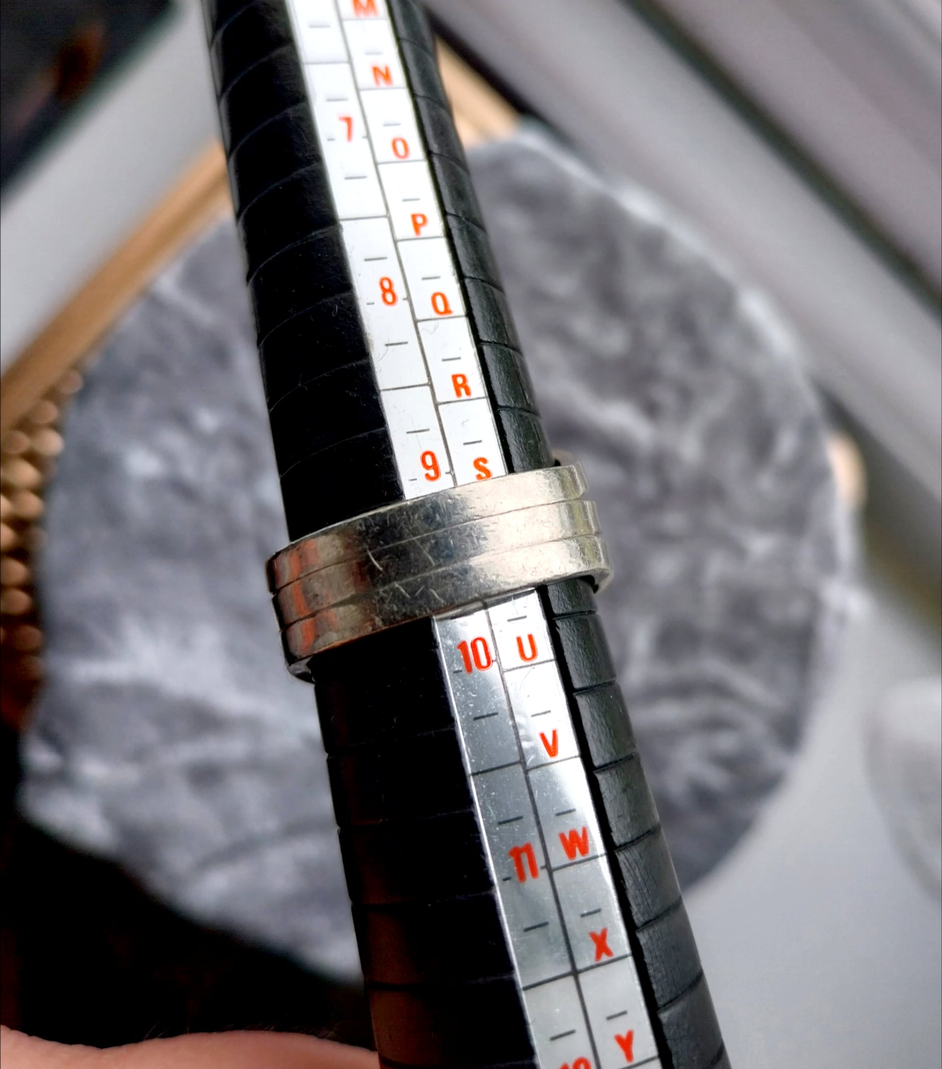 Vintage Modernist Silver Ring - Art Deco - uk size T (us 9.5) - 11.8g