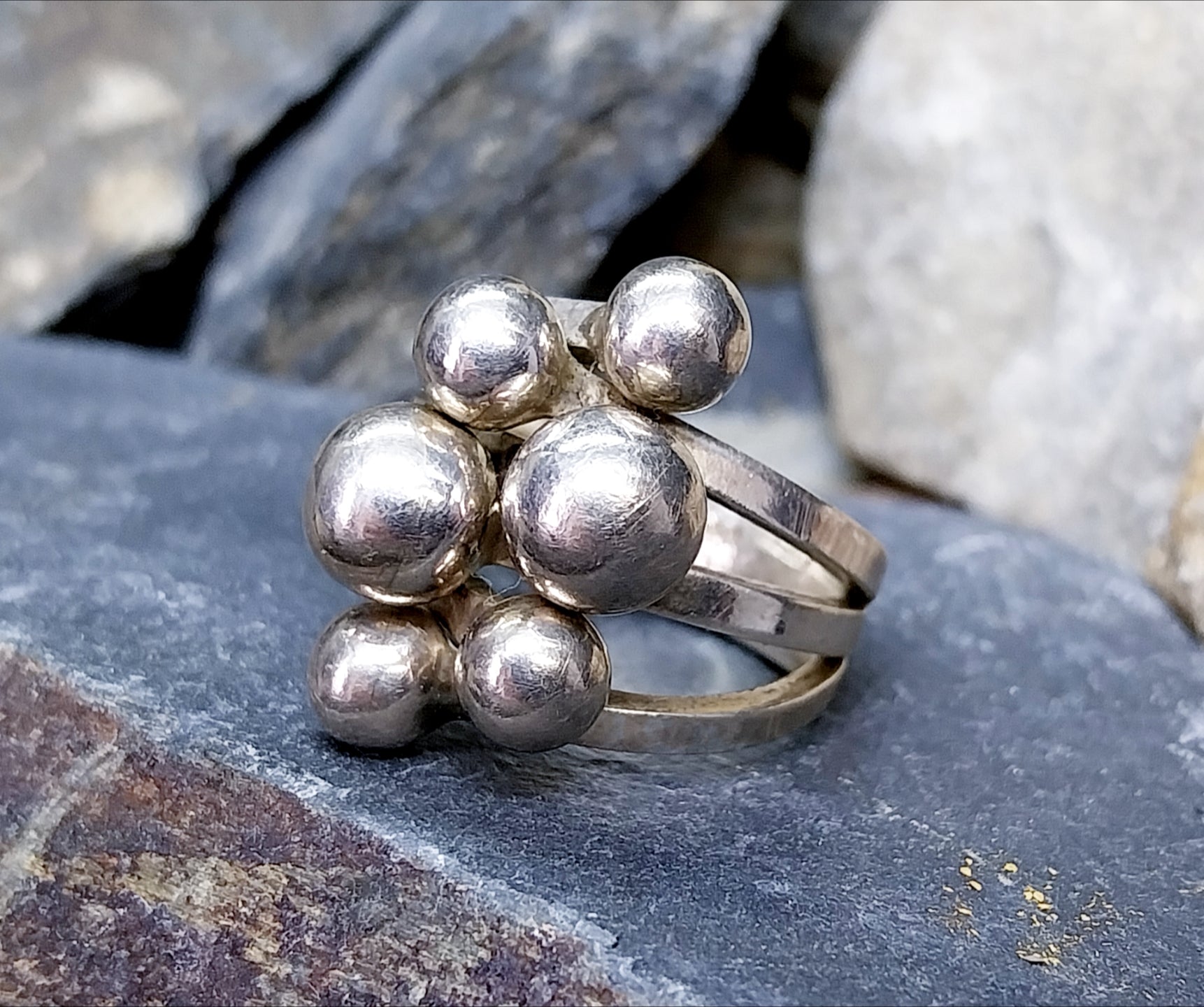 Vintage Modernist Silver Ring - Art Deco - uk size T (us 9.5) - 11.8g