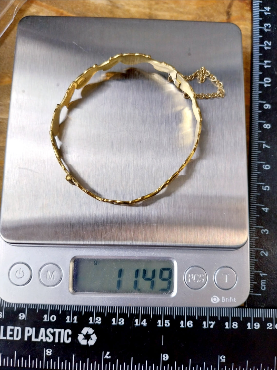 Vintage Rolled Gold BANGLE Bracelet Dolphin Design - 11.5g