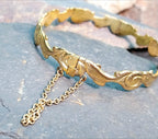 Vintage Rolled Gold BANGLE Bracelet Dolphin Design - 11.5g