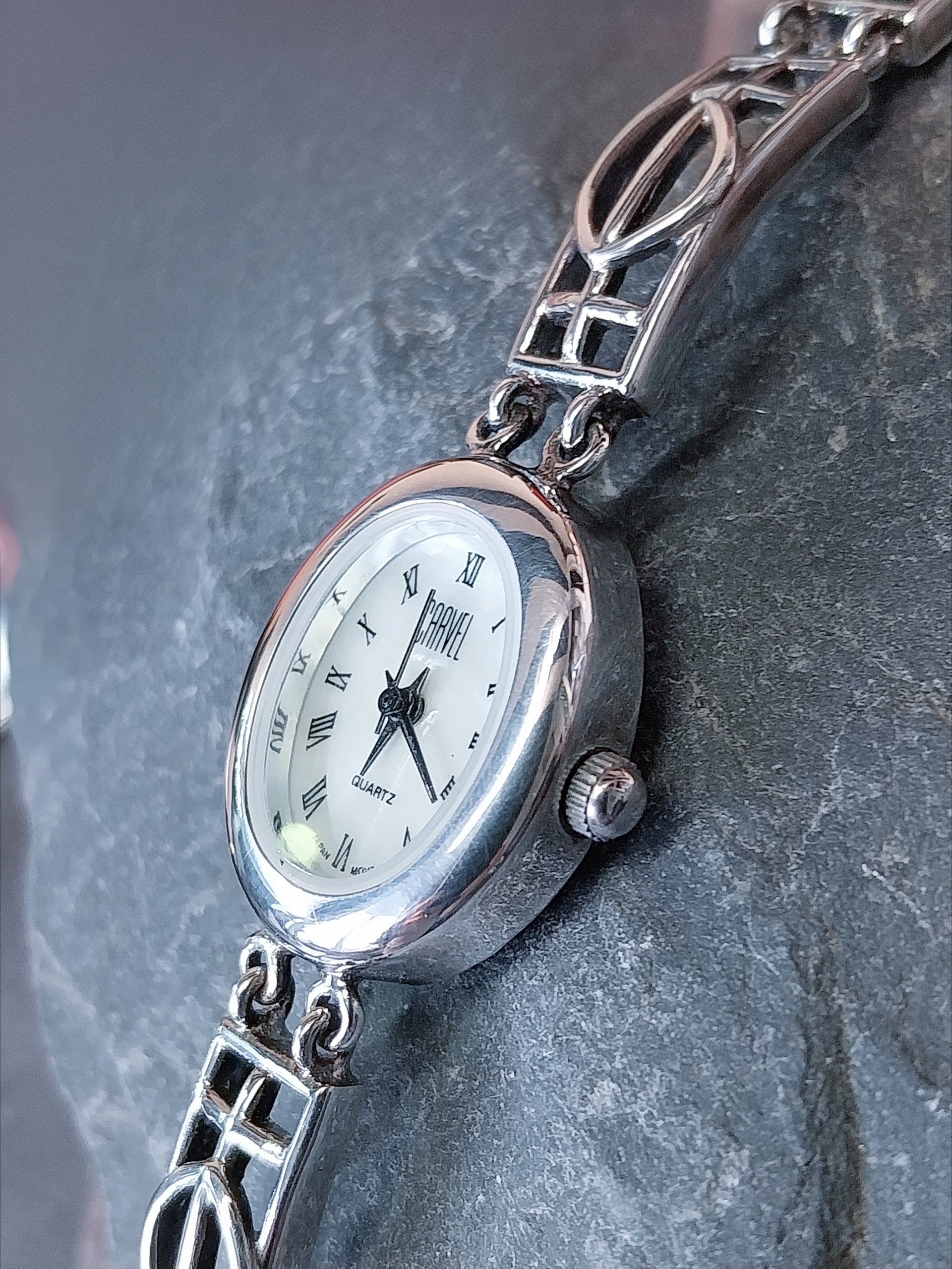 Vintage Sterling Silver Carvel WATCH - Celtic bracelet Strap 18cm - 29.6g