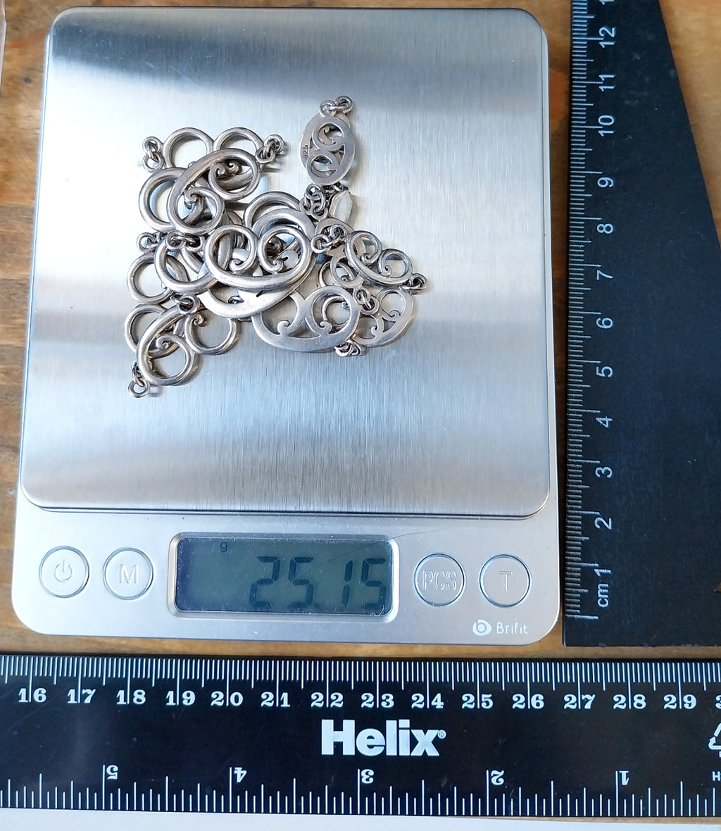 STERLING SILVER Celtic Link Chain Necklace - 16.5" Long - 25g