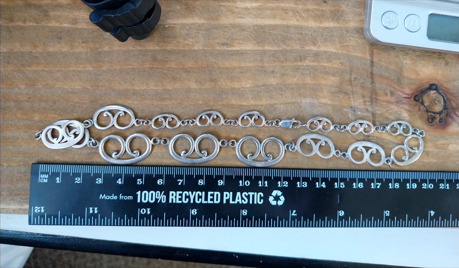 STERLING SILVER Celtic Link Chain Necklace - 16.5" Long - 25g