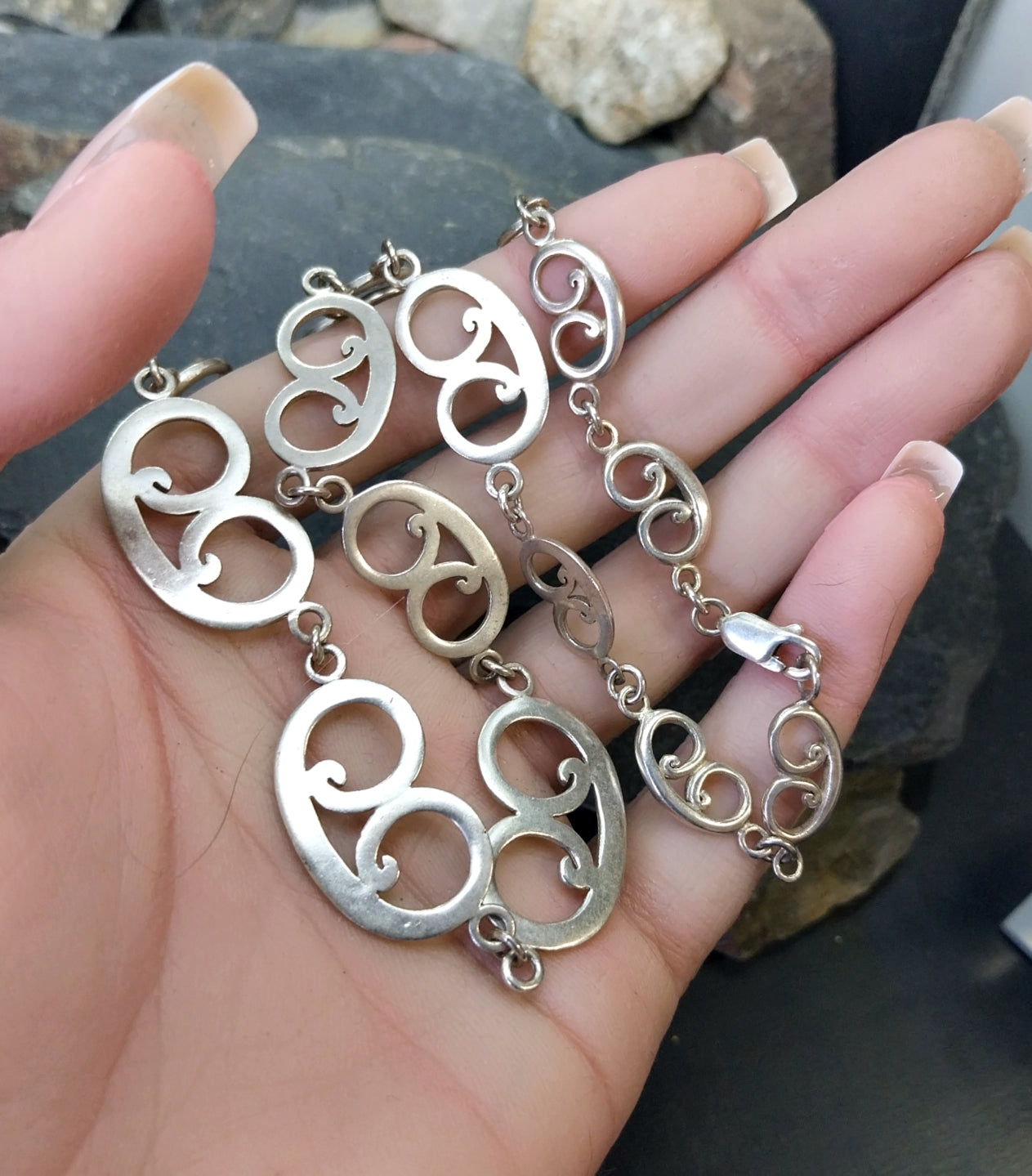 STERLING SILVER Celtic Link Chain Necklace - 16.5" Long - 25g