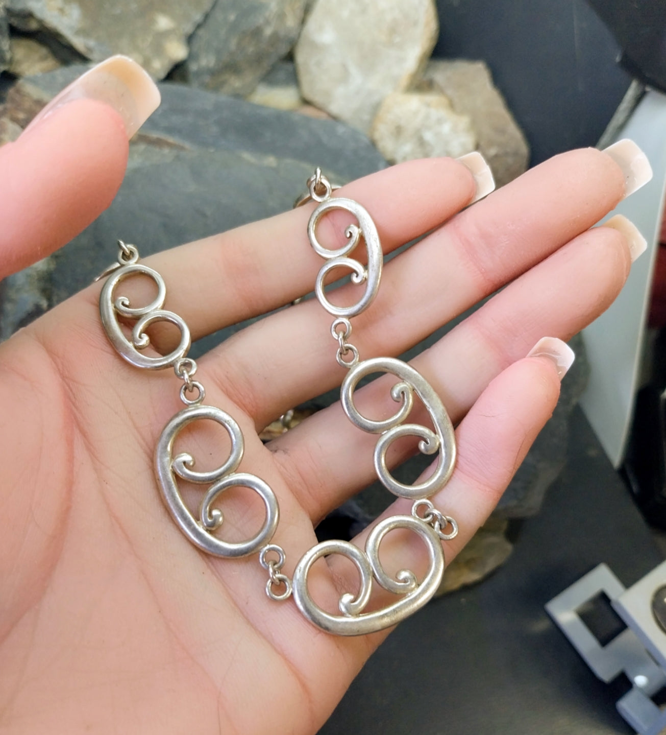 STERLING SILVER Celtic Link Chain Necklace - 16.5" Long - 25g