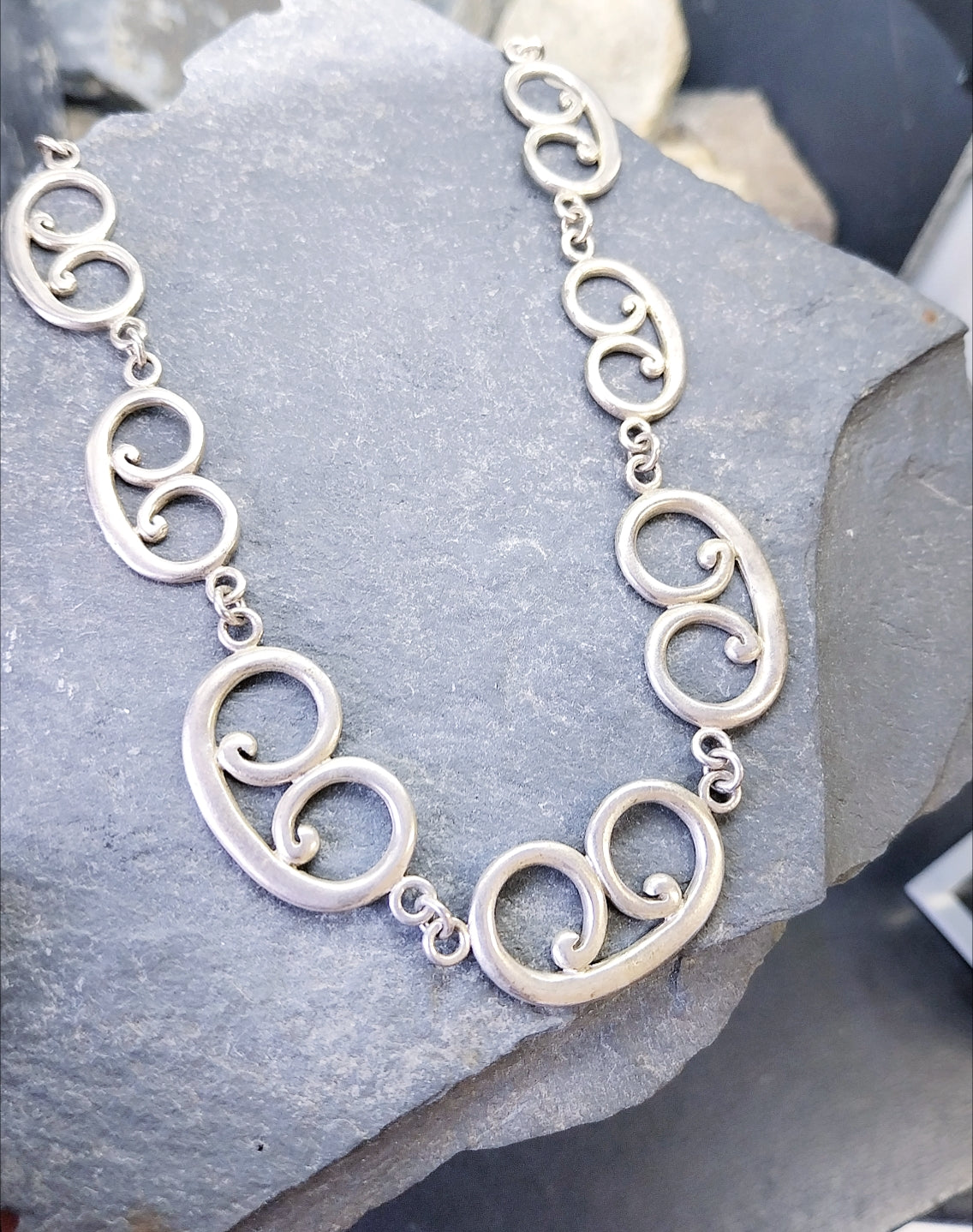 STERLING SILVER Celtic Link Chain Necklace - 16.5" Long - 25g