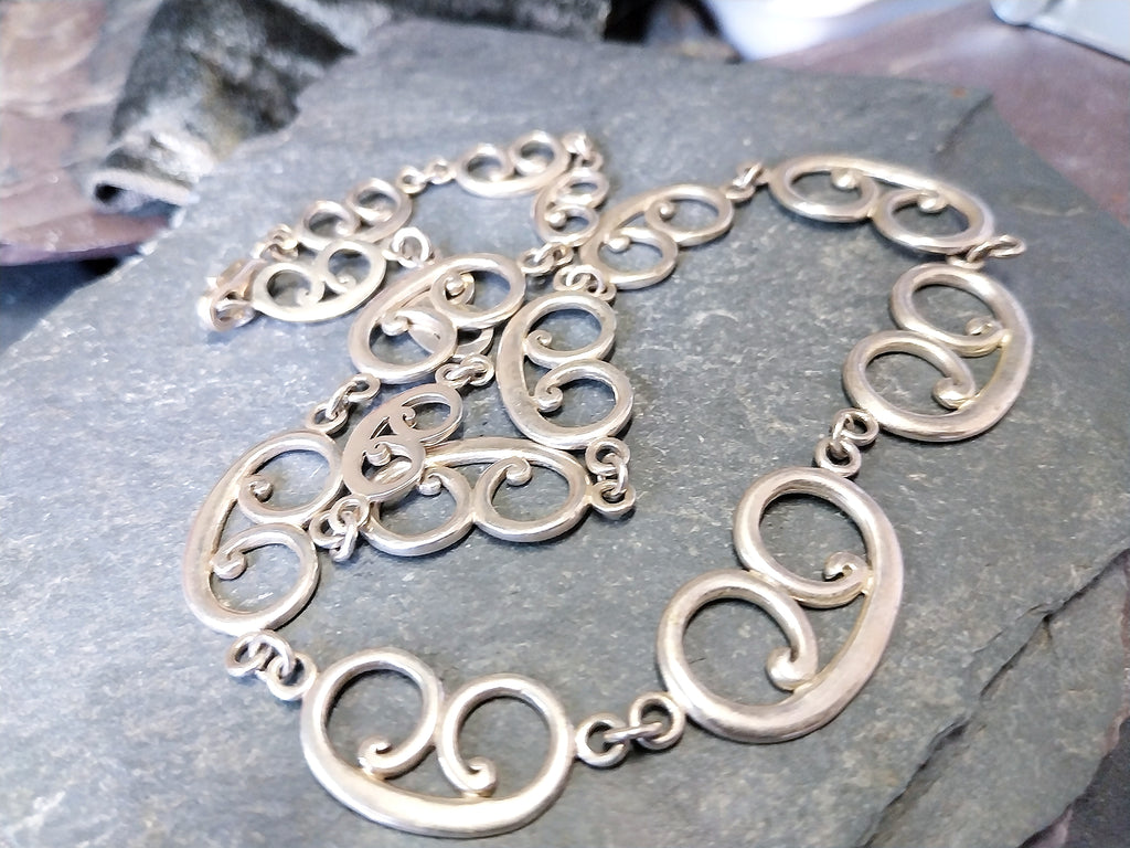 STERLING SILVER Celtic Link Chain Necklace - 16.5" Long - 25g