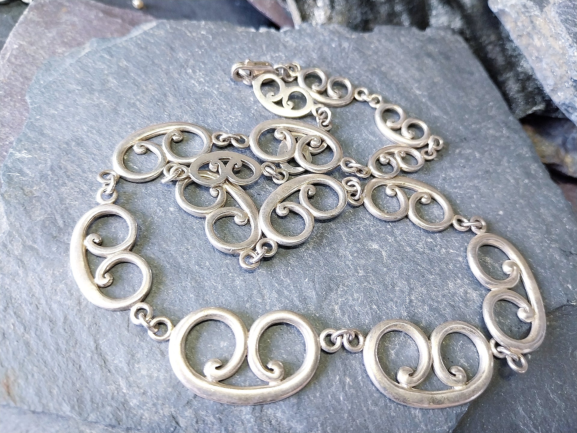 STERLING SILVER Celtic Link Chain Necklace - 16.5" Long - 25g