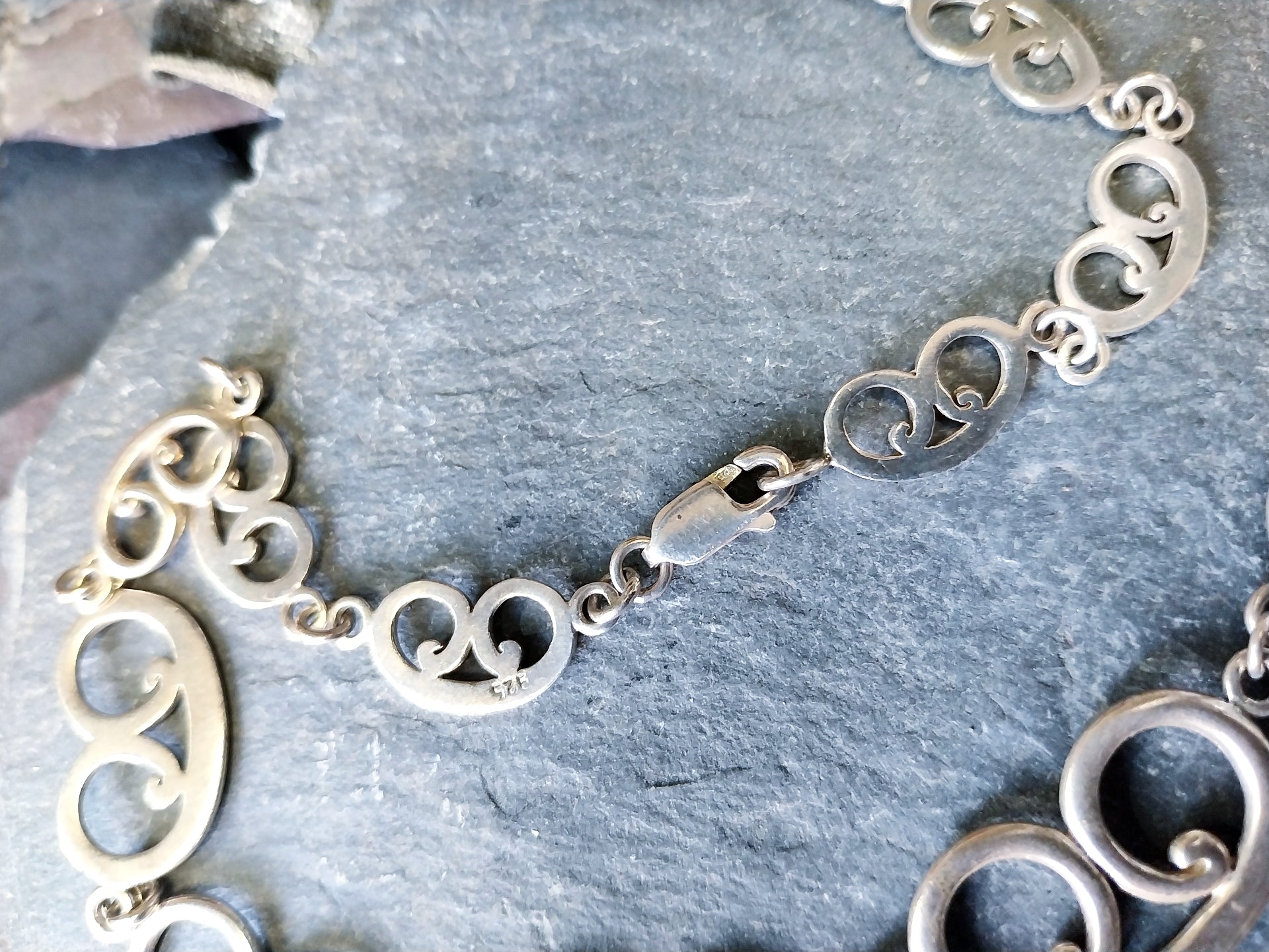 STERLING SILVER Celtic Link Chain Necklace - 16.5" Long - 25g