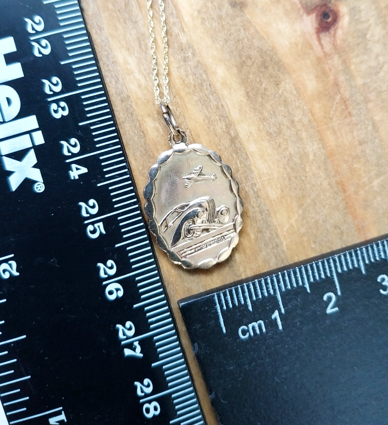 9ct Gold Georg Jensen St Christopher Necklace Pendant - Double Sided on 20" Chain - 4.8g