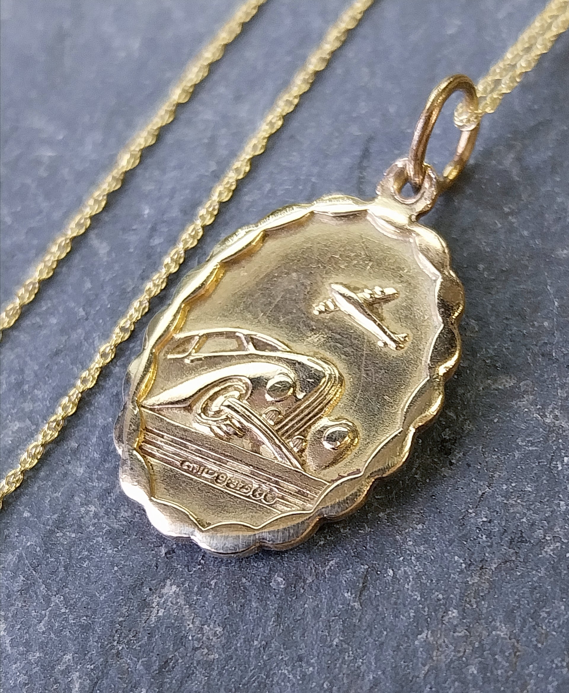 9ct Gold Georg Jensen St Christopher Necklace Pendant - Double Sided on 20" Chain - 4.8g