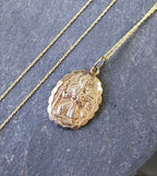 9ct Gold Georg Jensen St Christopher Necklace Pendant - Double Sided on 20" Chain - 4.8g