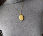 Large Vintage Oval Scroll LOCKET Necklace - Rolled Gold with 19" Chain - 12.9g