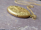 Large Vintage Oval Scroll LOCKET Necklace - Rolled Gold with 19" Chain - 12.9g