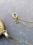 Large Vintage Oval Scroll LOCKET Necklace - Rolled Gold with 19" Chain - 12.9g
