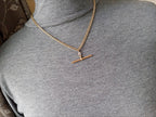 Vintage 9ct Gold CURB T-BAR Chain Necklace with Dog Clip  19" - 8.1g