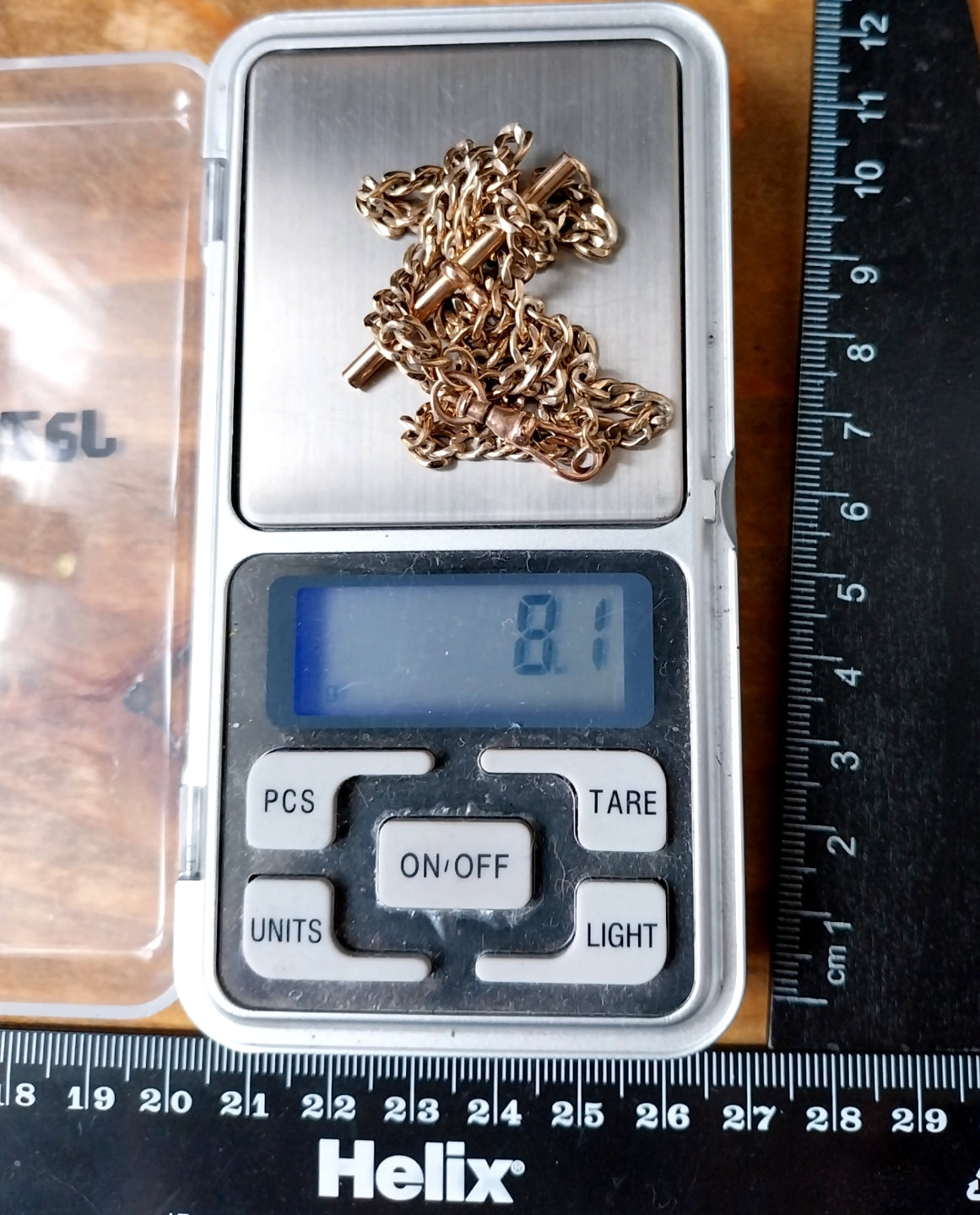 Vintage 9ct Gold CURB T-BAR Chain Necklace with Dog Clip  19" - 8.1g