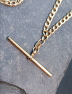 Vintage 9ct Gold CURB T-BAR Chain Necklace with Dog Clip  19" - 8.1g