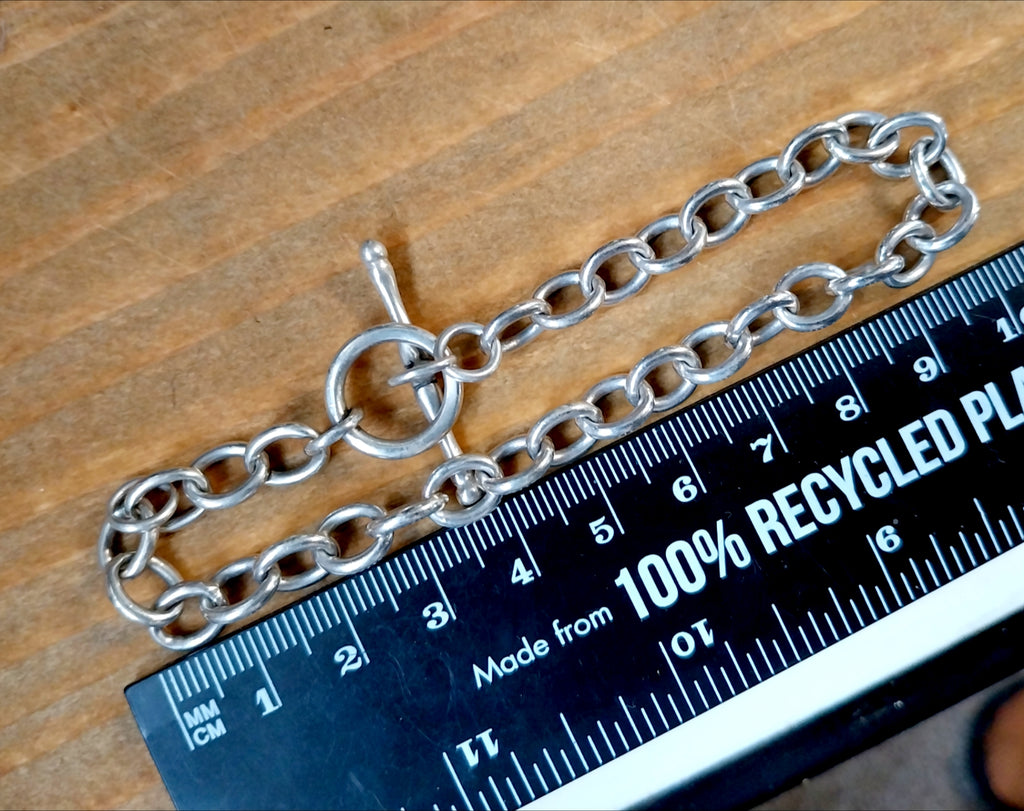 Vintage Chunky Sterling Silver T Bar Bracelet - 20cm - 19.8g