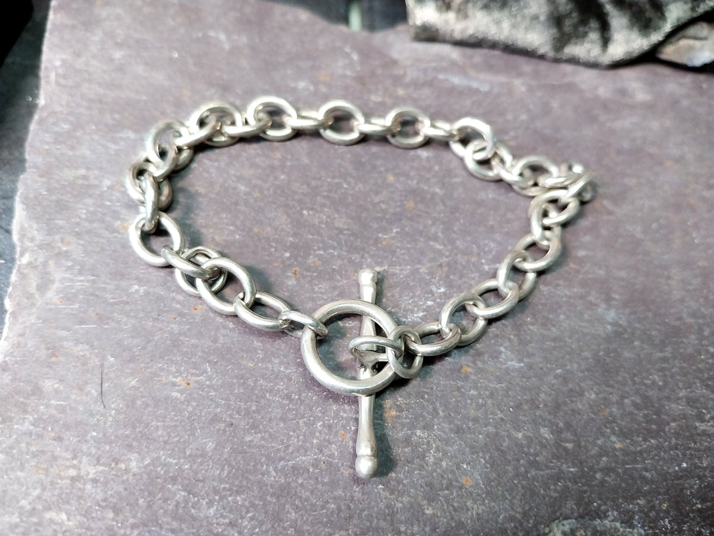 Vintage Chunky Sterling Silver T Bar Bracelet - 20cm - 19.8g