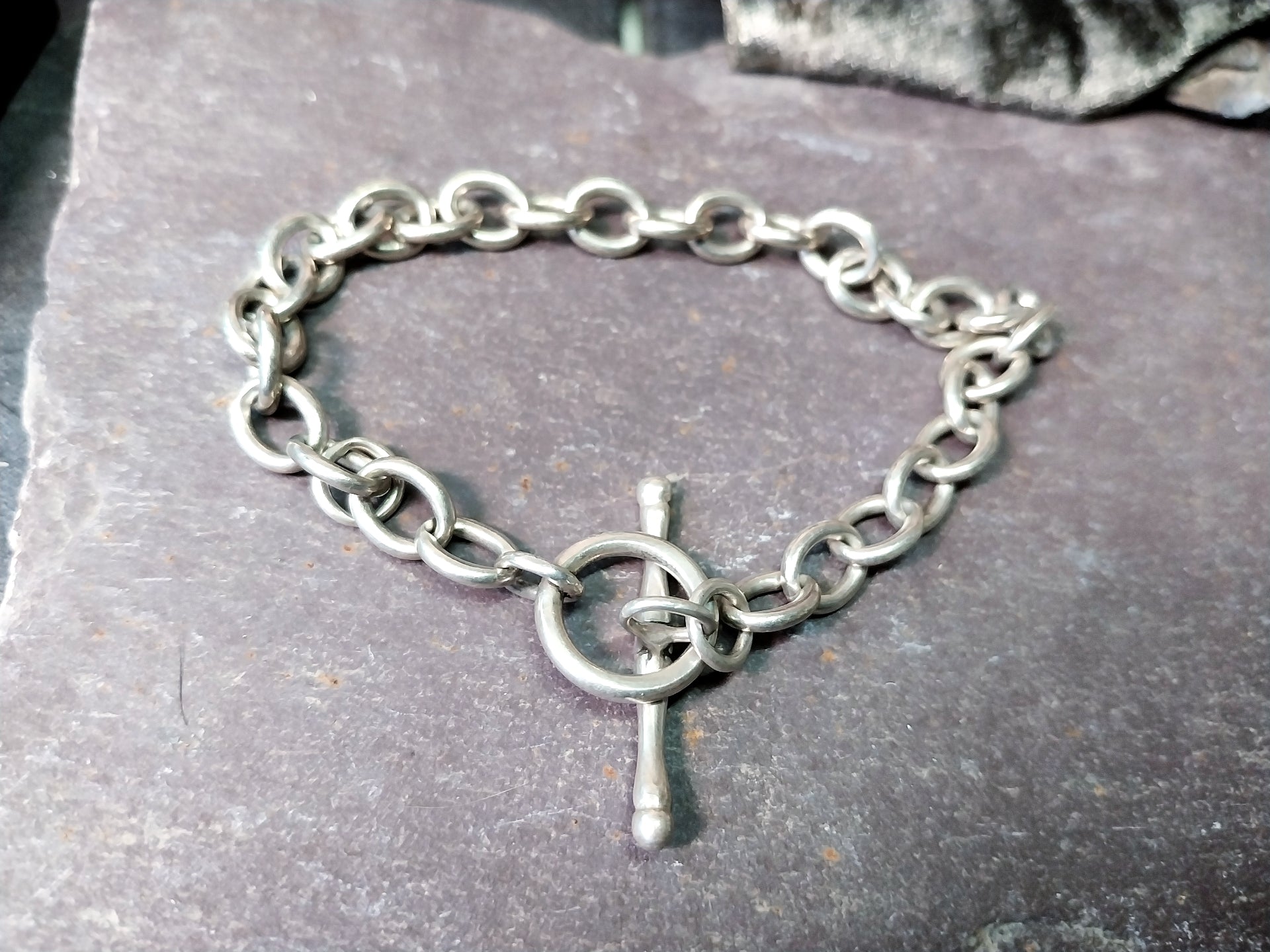 Vintage Chunky Sterling Silver T Bar Bracelet - 20cm - 19.8g