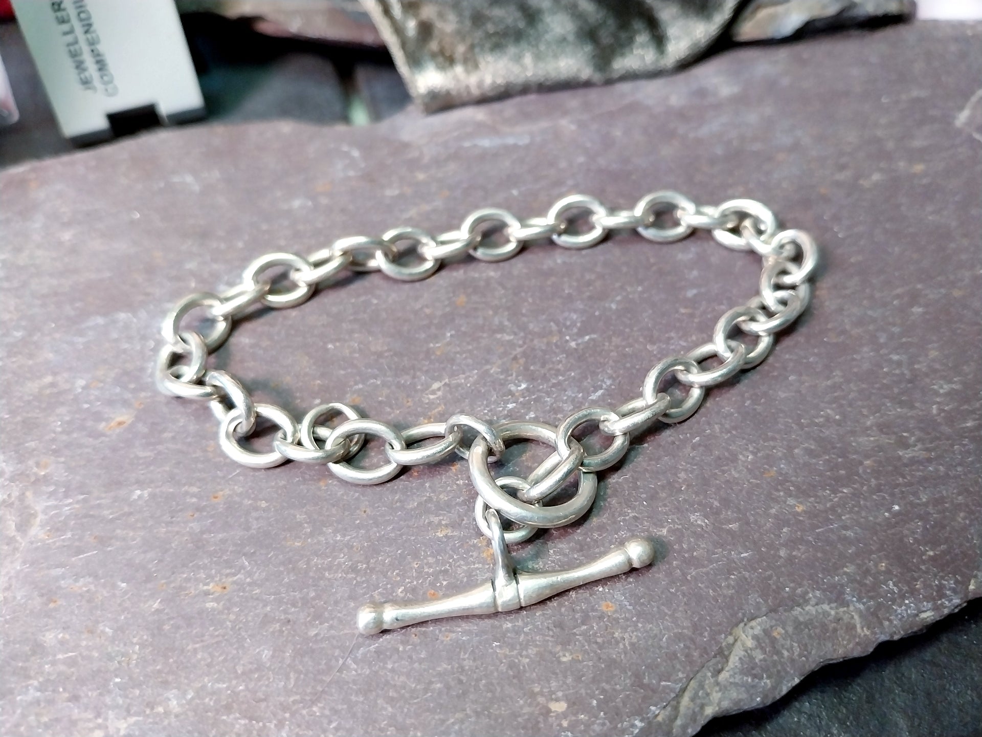 Vintage Chunky Sterling Silver T Bar Bracelet - 20cm - 19.8g