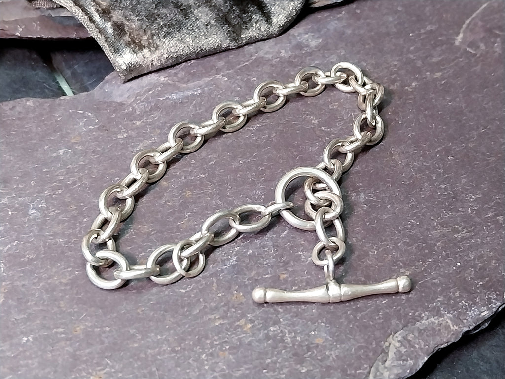 Vintage Chunky Sterling Silver T Bar Bracelet - 20cm - 19.8g