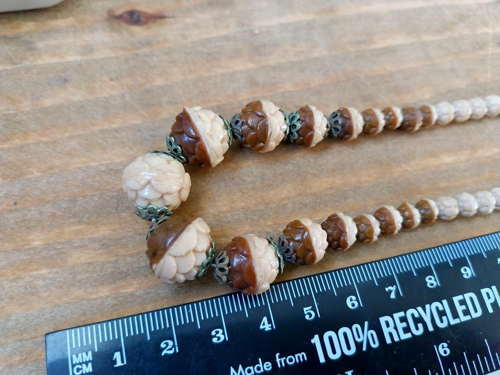 Vintage Acorn Bead Necklace - 17.5" - 34.2g