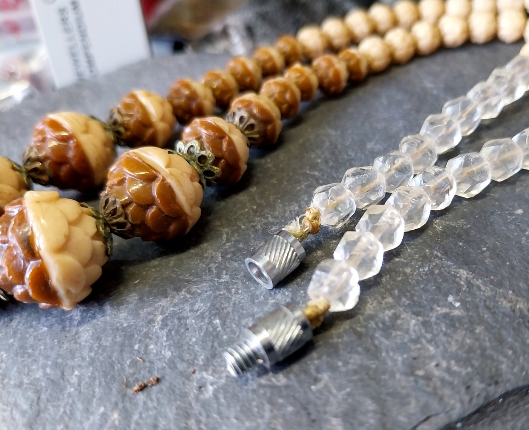 Vintage Acorn Bead Necklace - 17.5" - 34.2g