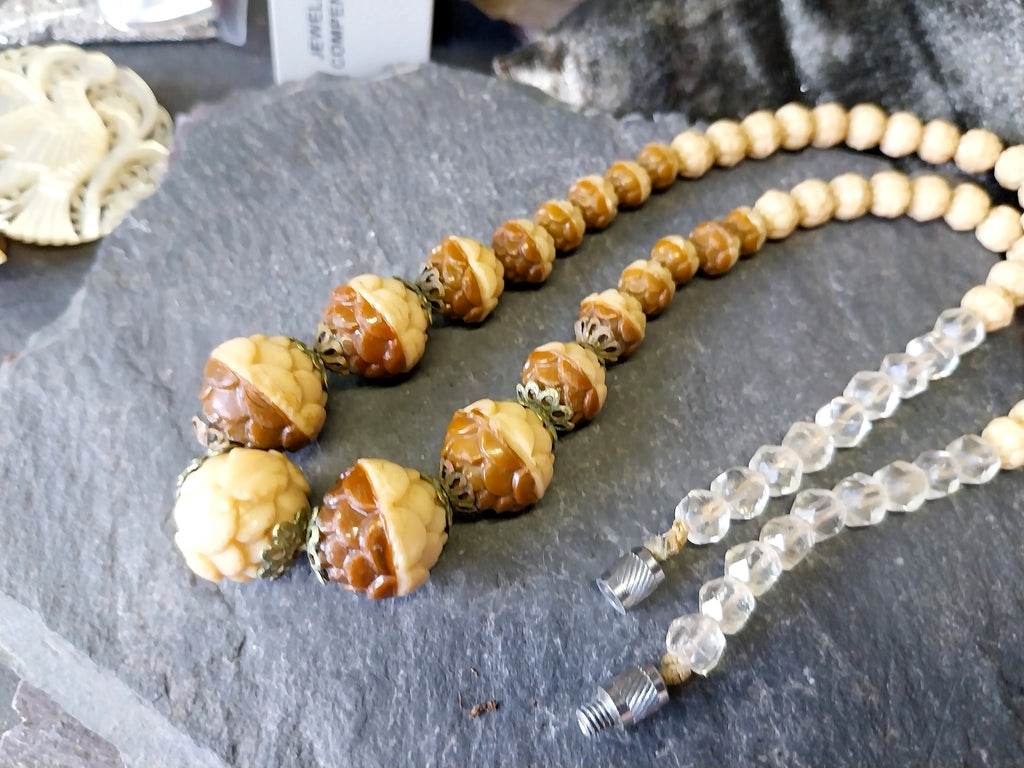 Vintage Acorn Bead Necklace - 17.5" - 34.2g